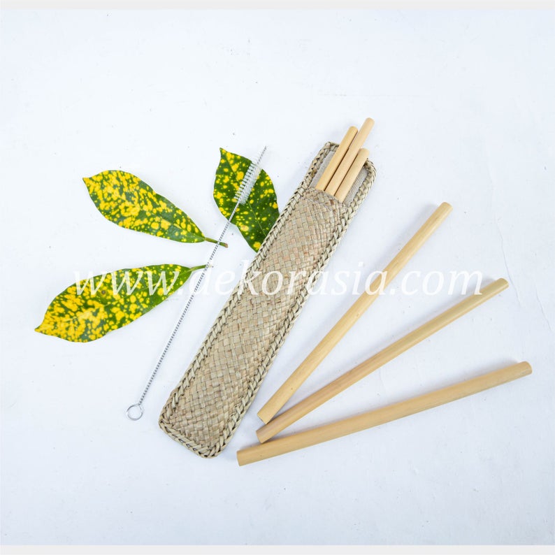 Bamboo Straw Set with Simple Case Type A